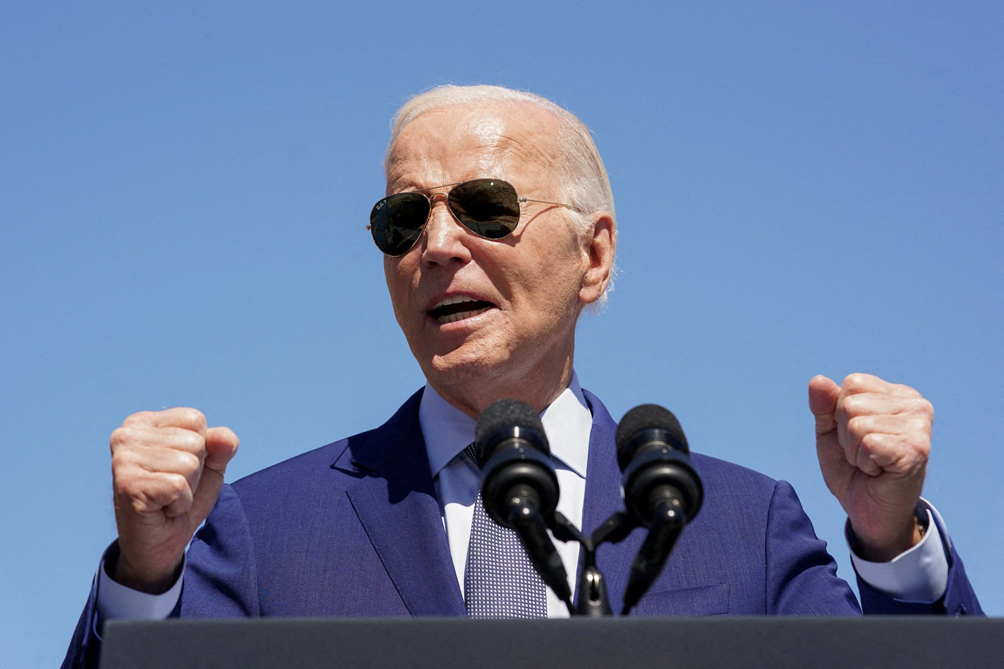 US President Joe Biden announcing an agreement with Intel for a major Chips and Science Act award during a visit to Intel’s Ocotillo campus, in Chandler, Arizona, on March 20, 2024. Photo: Reuters
