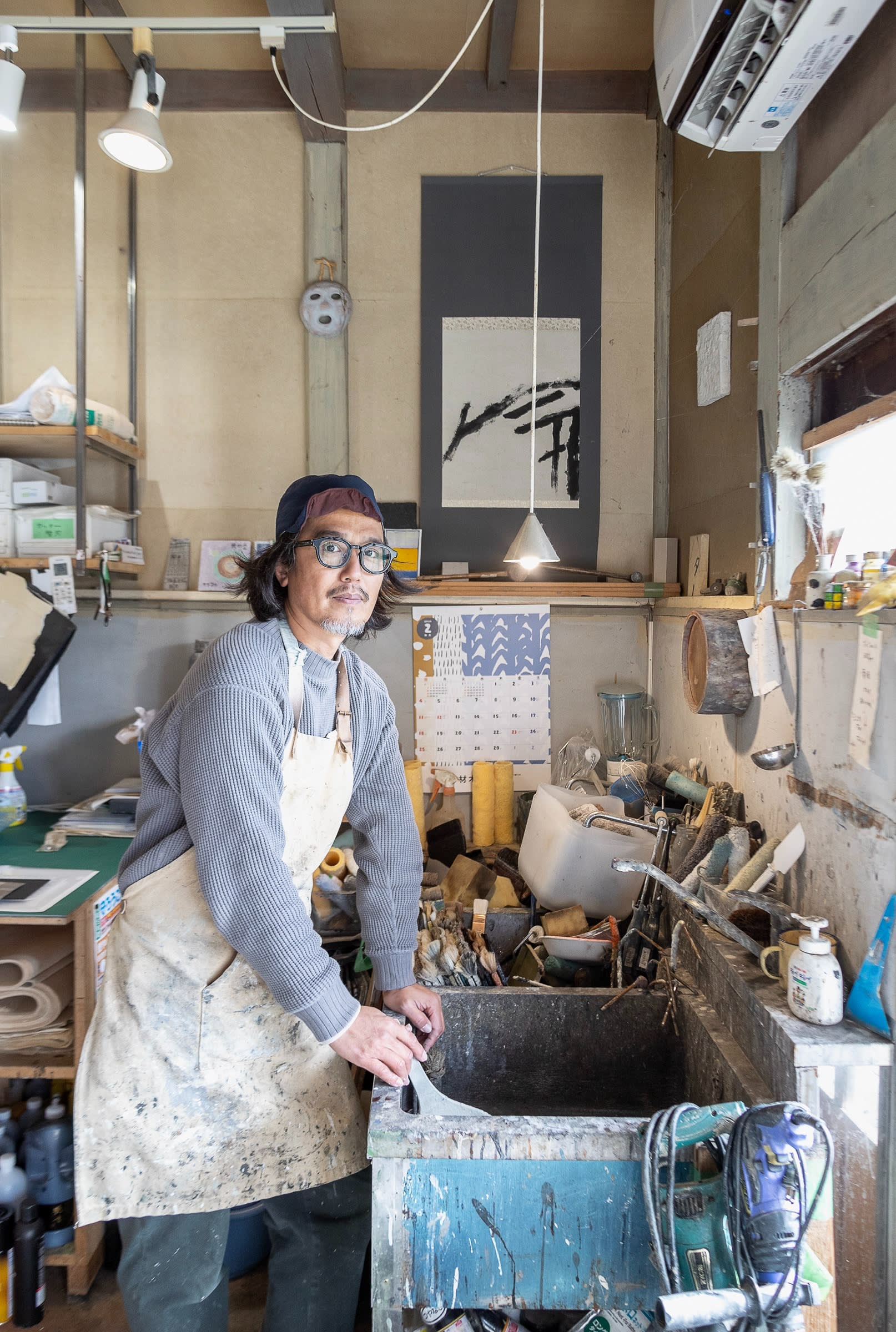 Wataru Hatano in his studio in Ayabe