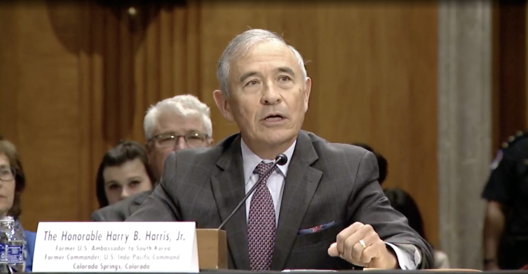 Harry Harris, US ambassador to South Korea from 2018 to 2021, testified at the Senate Foreign Relations committee hearing in Washington on Wednesday.