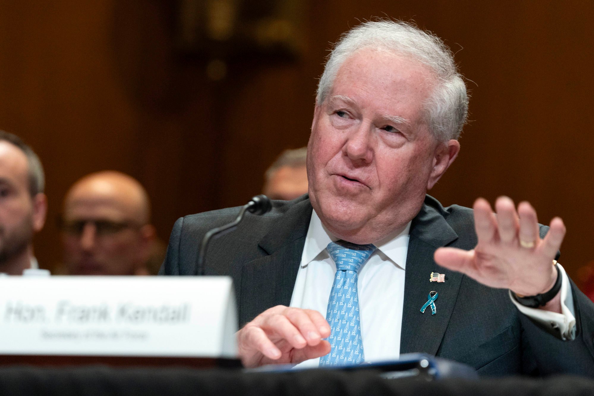Secretary of the Air Force Frank Kendall testifies at a Senate hearing on defence in Washington on Tuesday. Photo: AP