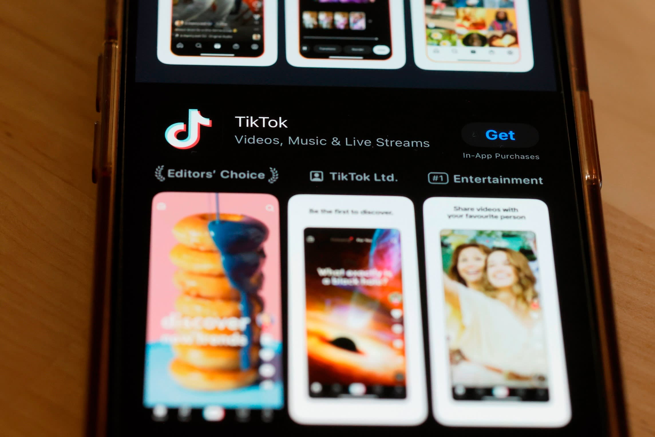 The TikTok app on a mobile phone