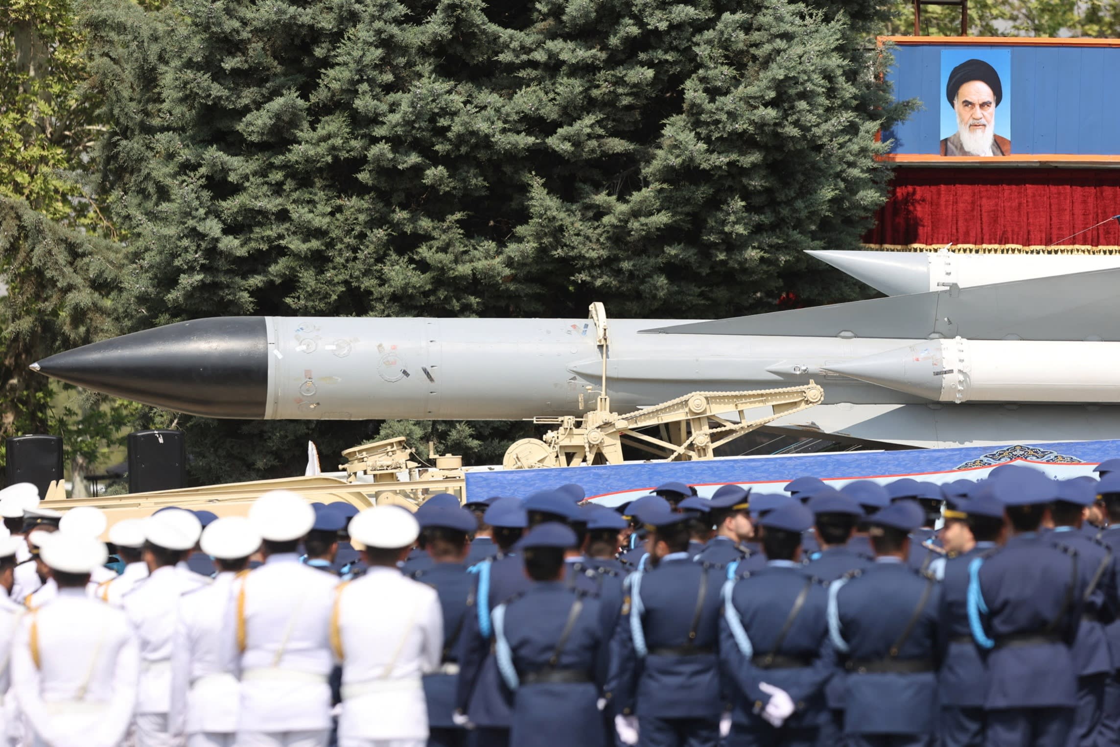 Iranian missiles seen during a military parade