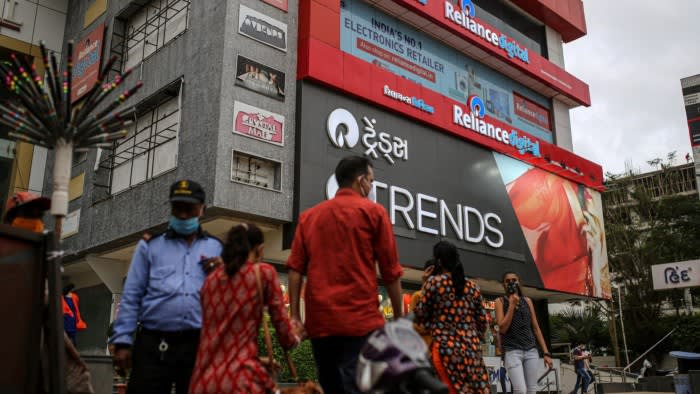 A Reliance Trends store at a mall in Jamnagar, Gujarat, India