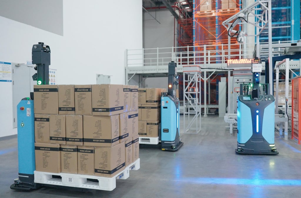 An undated photo of automated forklifts produced by Shanghai Seer. Photo: Handout