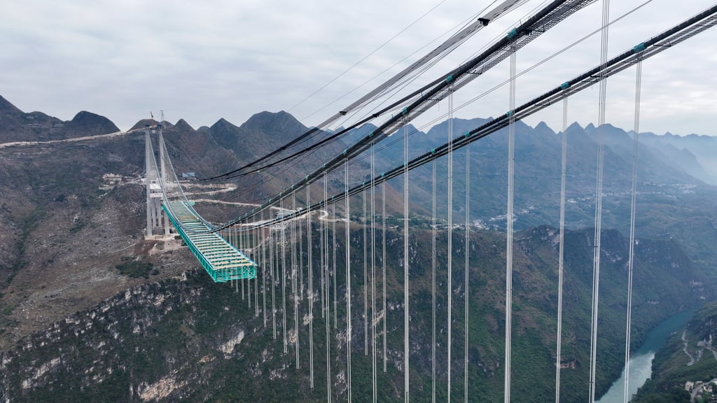 The 2,890-metre-long Huajiang grand canyon bridge in Guizhou is set to be the highest in the world after it is completed in 2025. Photo: VCG via Getty Images The 2,890-metre-long Huajiang grand canyon bridge in Guizhou is set to be the highest in the world after it is completed in 2025. Photo: VCG via Getty Images