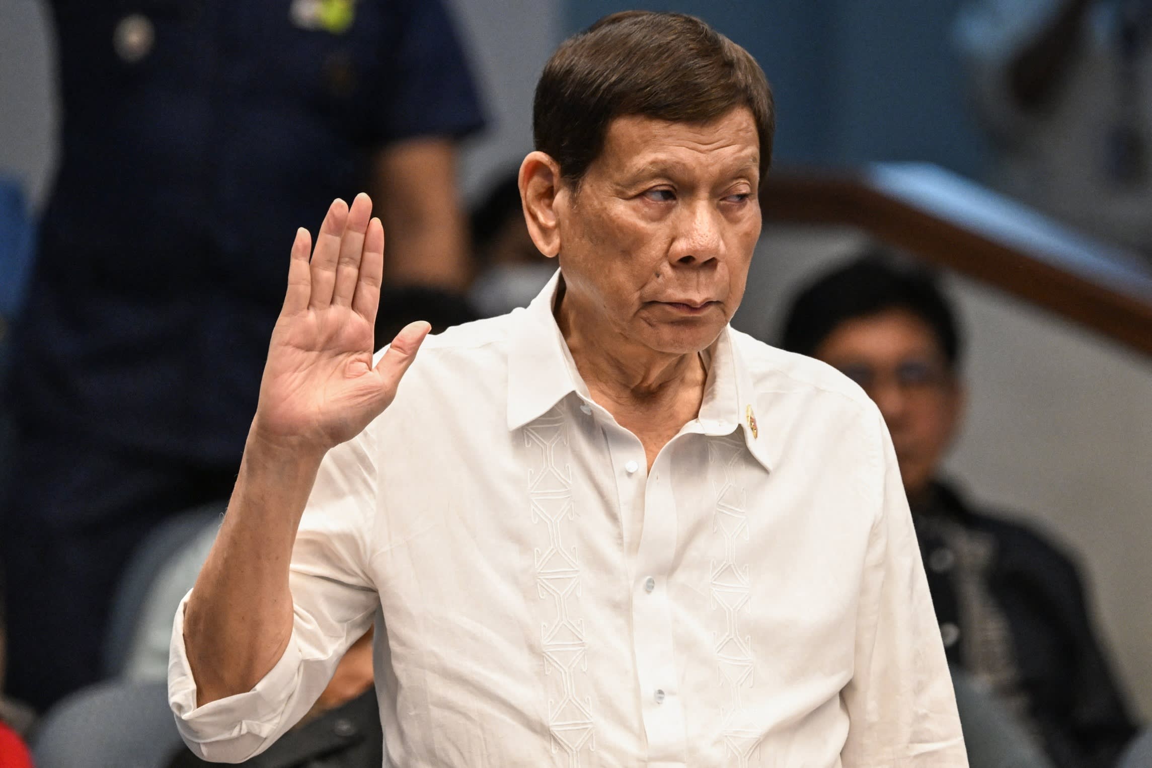 Former Philippine president Rodrigo Duterte at a senate probe in Manila, Philippines in October 2024