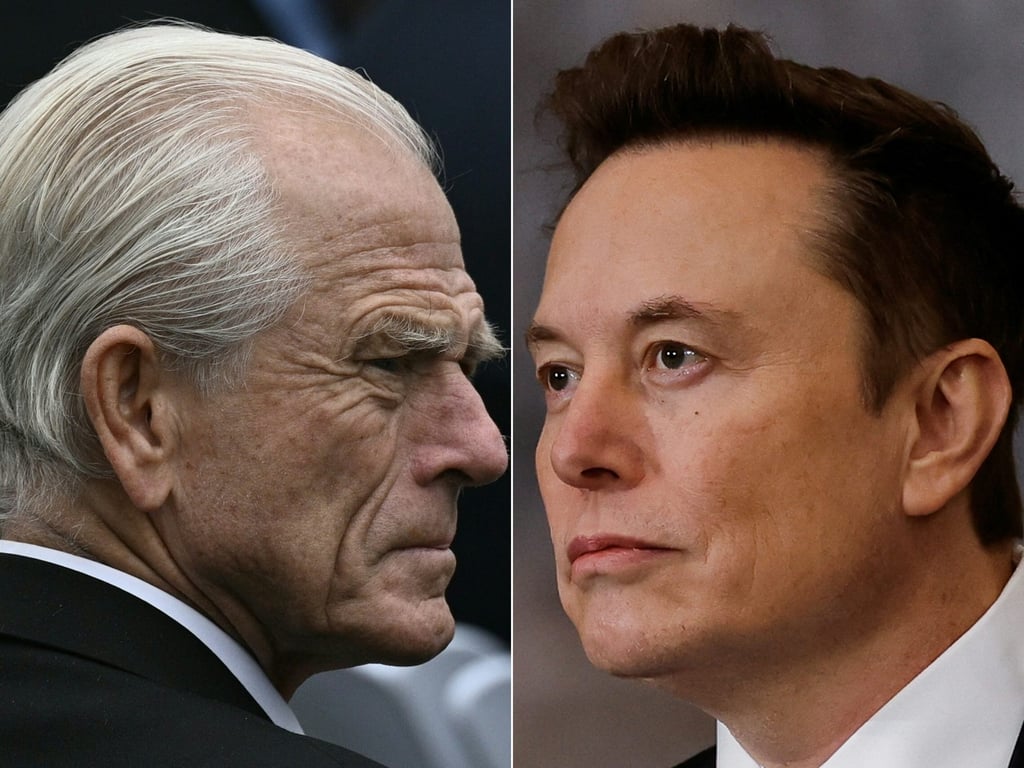 Senior US presidential adviser Peter Navarro (left) and Tesla and SpaceX CEO Elon Musk. Photo: AFP Senior US presidential adviser Peter Navarro (left) and Tesla and SpaceX CEO Elon Musk. Photo: AFP