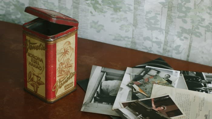 The Venetia tin given to the author in 1990 on her visit to the factory