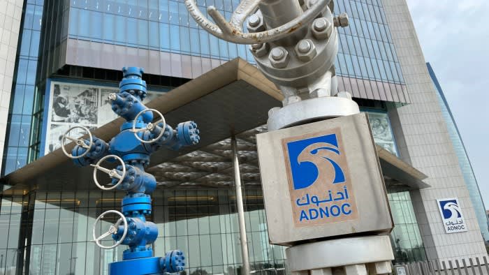 A picture shows the headquarters of UAE’s state oil company Adnoc in Dubai