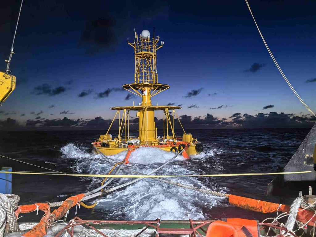 The buoy was towed to a site in the South China Sea where the water is more than 3,500 metres deep. Photo: Handout