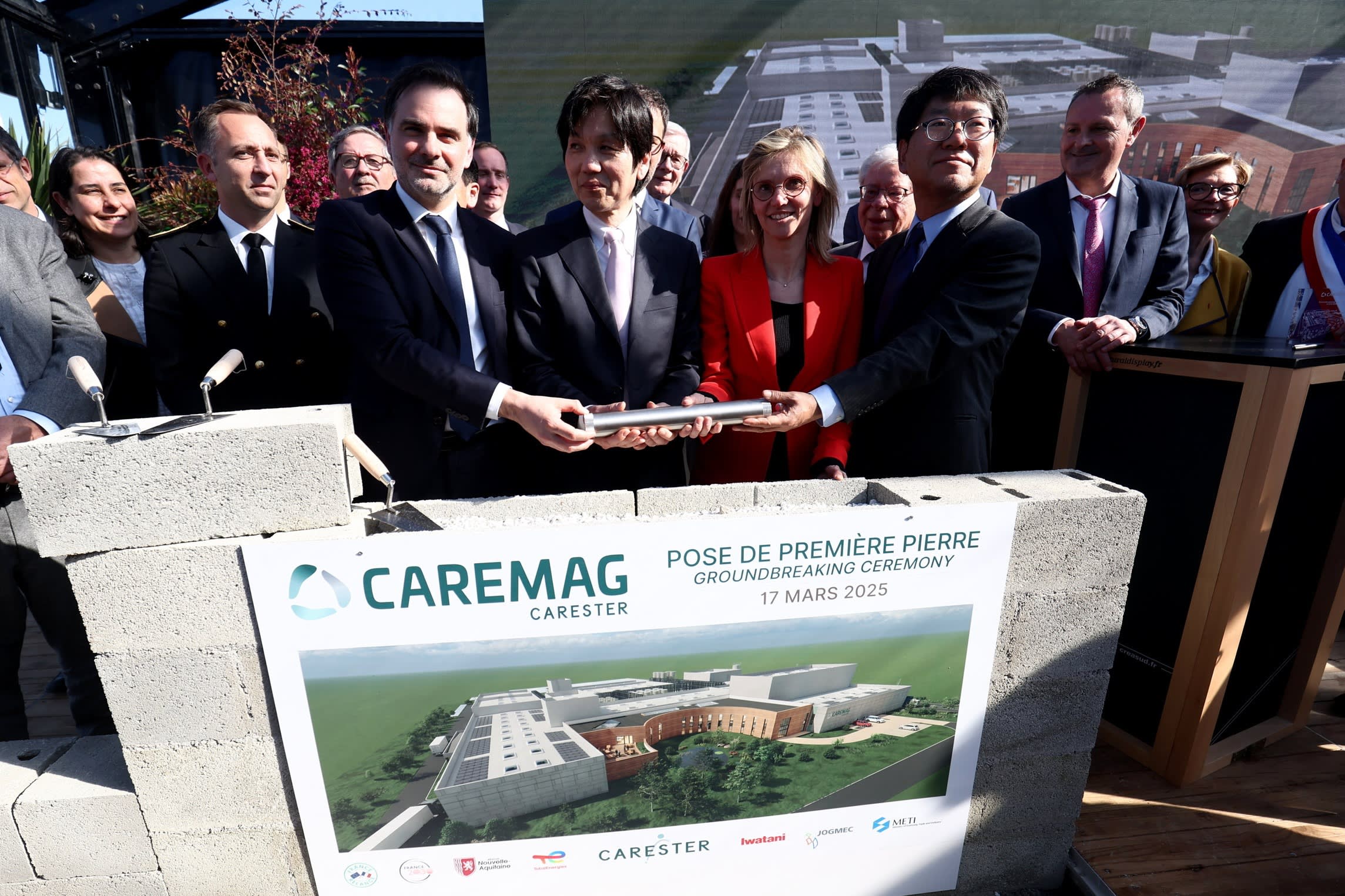 Government and company figures attend a groundbreaking ceremony of the Caremag plant