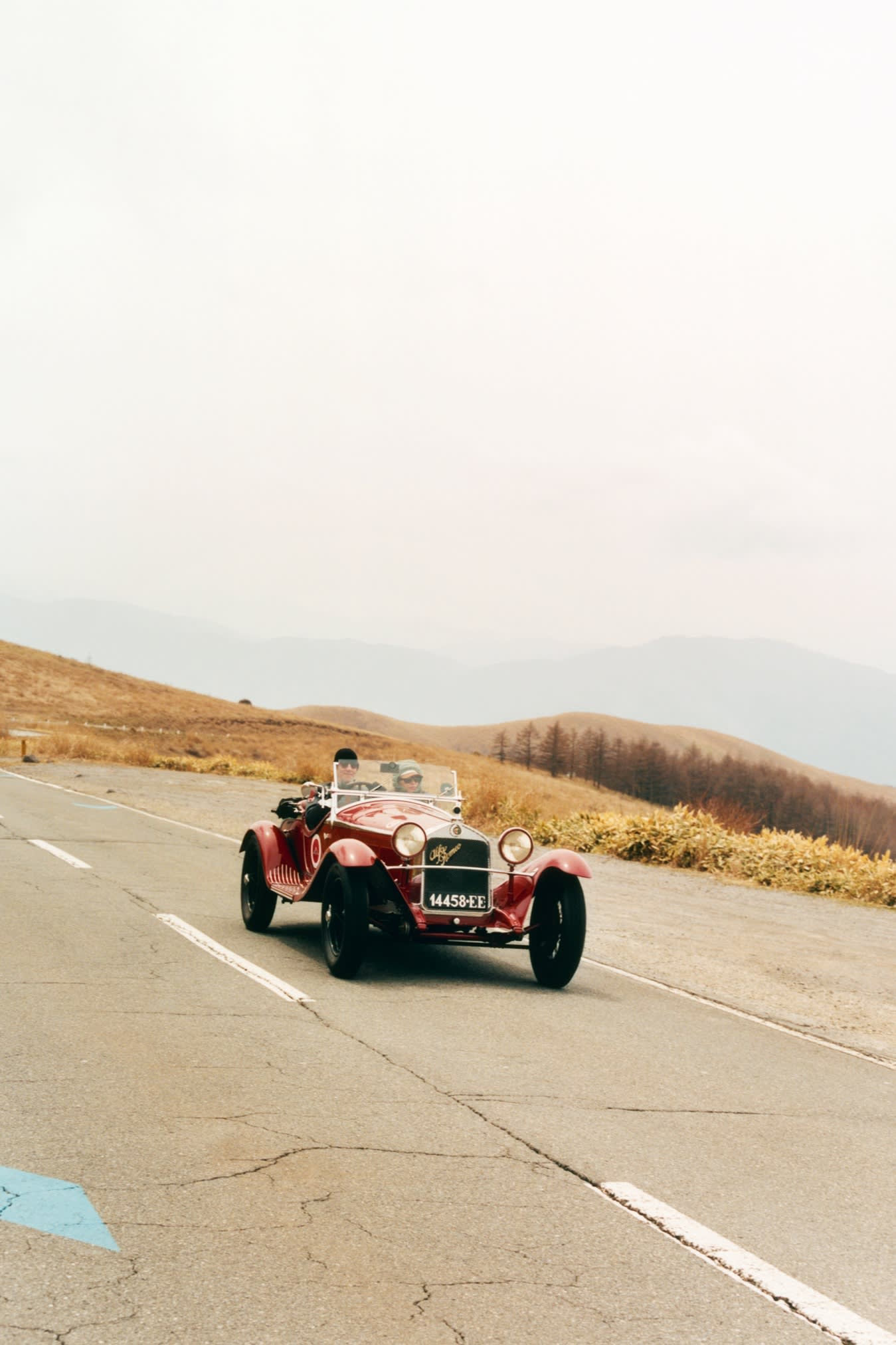 A 1931 Alfa Romeo 6C Zagato Spider on the road