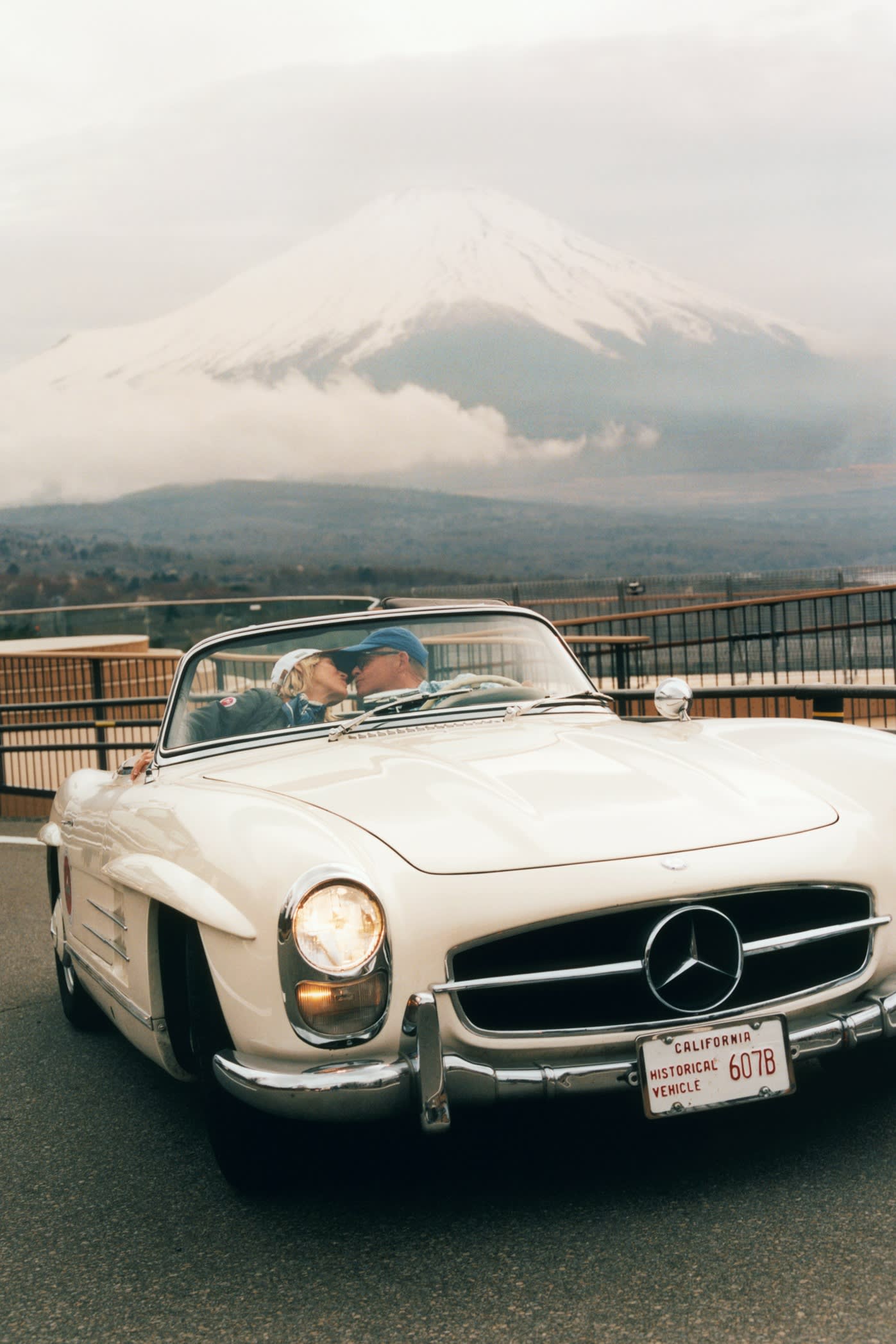 A 1962 Mercedes-Benz 300SL convertible on the rally course