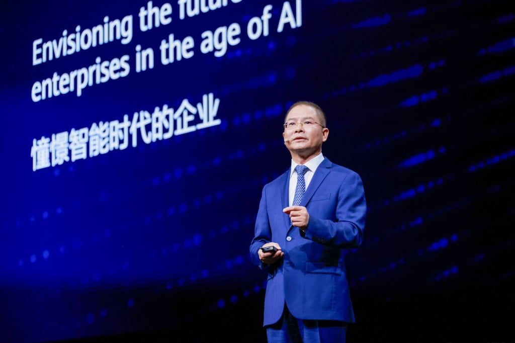 Huawei deputy chairman Eric Xu Zhijun speaks at the Huawei Connect event on September 19, 2024. Photo: Handout Huawei deputy chairman Eric Xu Zhijun speaks at the Huawei Connect event on September 19, 2024. Photo: Handout