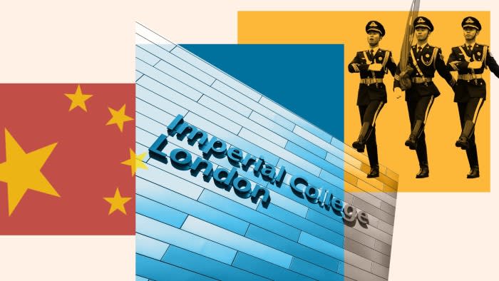 Montage of China’s flag, Chinese miltary and Imperial College London building