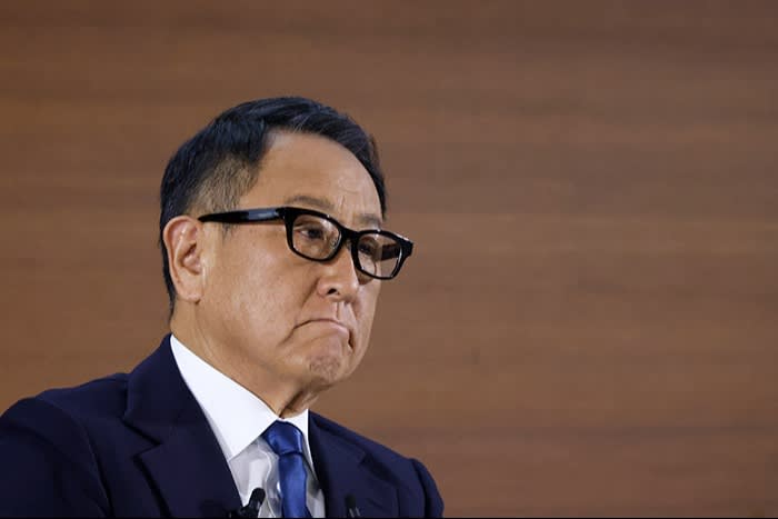 Akio Toyoda at a press conference