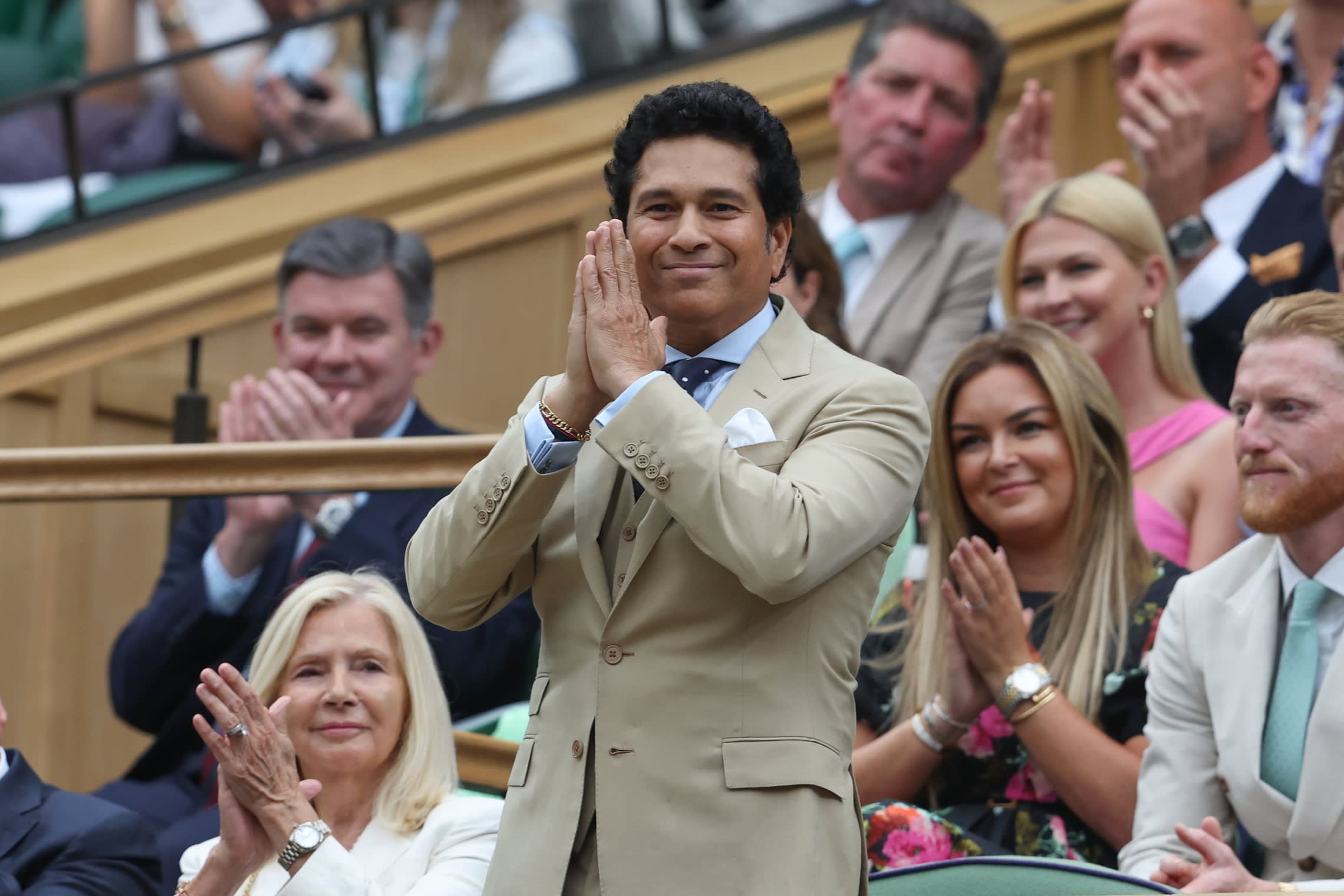 Sachin Tendulkar in the Royal Box during day six of The Championships Wimbledon 2024