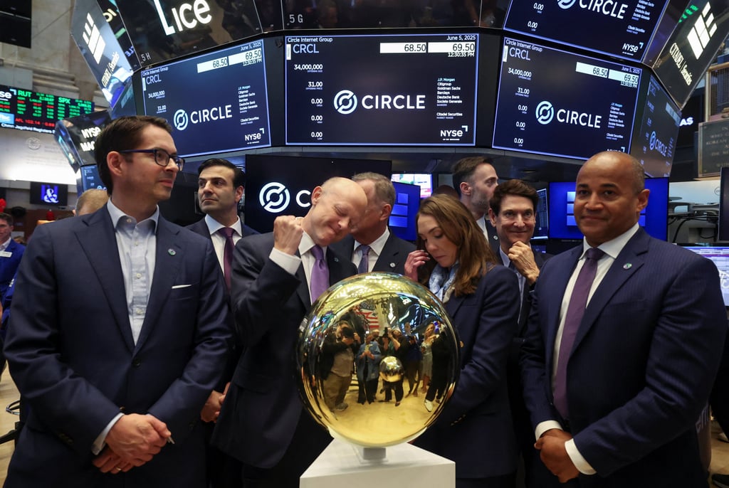 Circle, issuer of the world’s second-largest stablecoin by trading volume, went public on the New York Stock Exchange on June 5. Photo: Reuters Circle, issuer of the world’s second-largest stablecoin by trading volume, went public on the New York Stock Exchange on June 5. Photo: Reuters