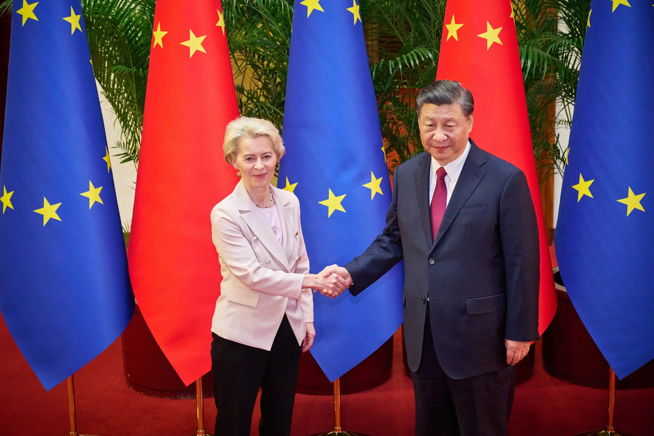 European Commission president Ursula von der Leyen with Xi Jinping in Beijing in April 2023