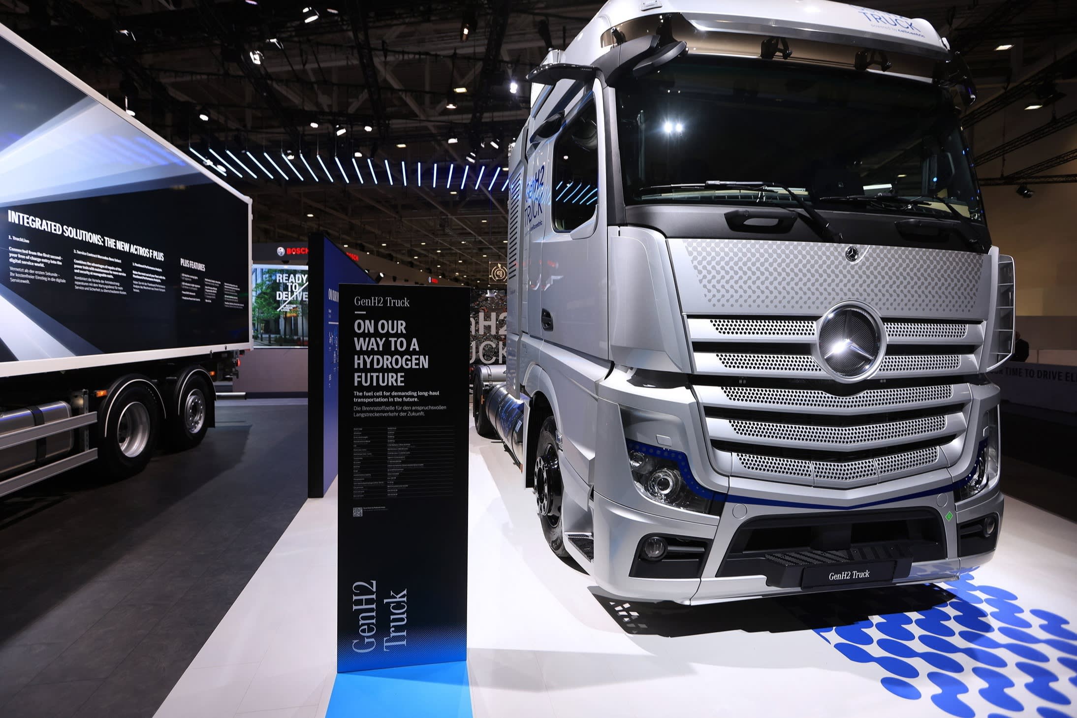 A Mercedes-Benz GenH2 hydrogen-powered truck, manufactured by Daimler Truck