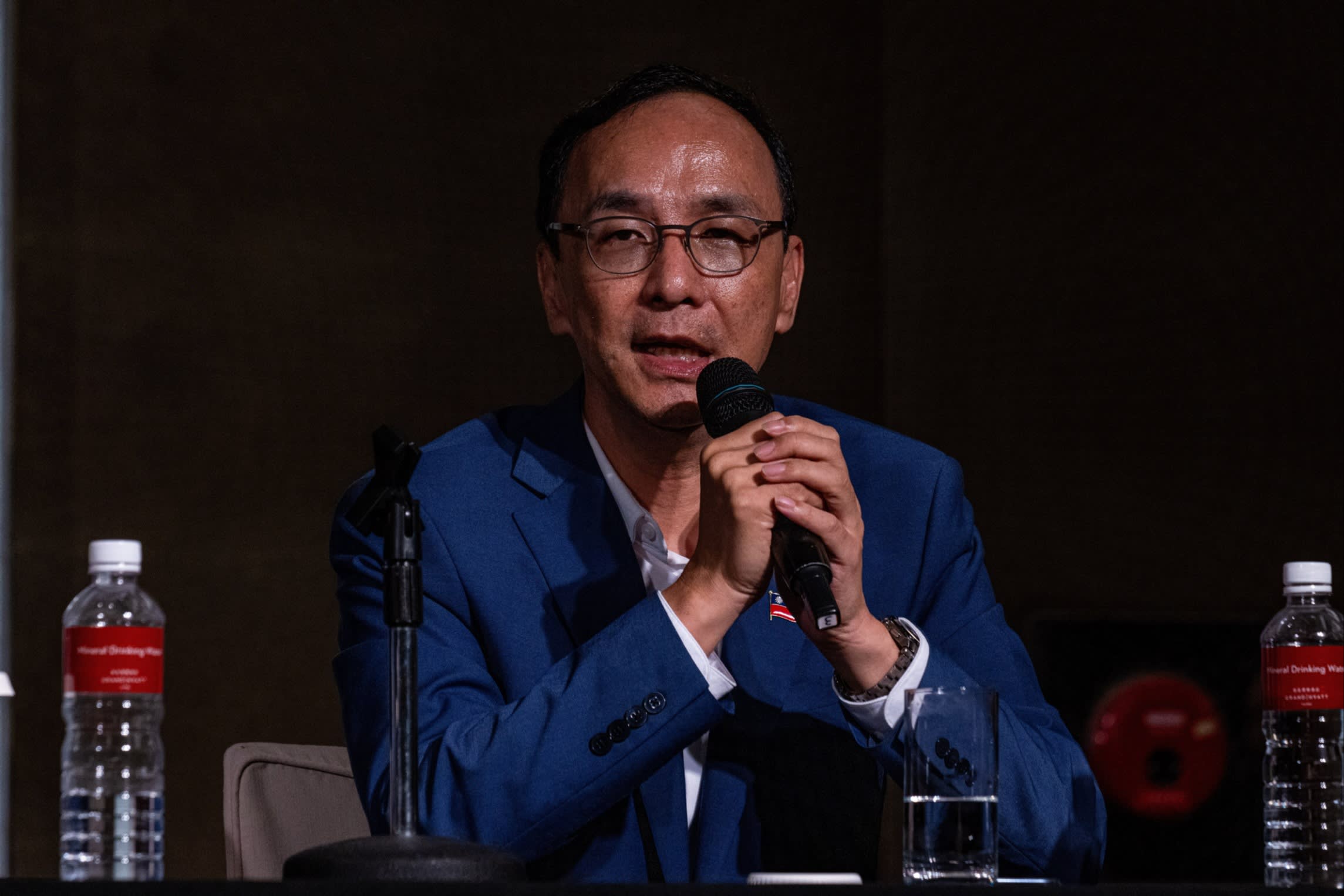 KMT chair Eric Chu speaks during a press conference