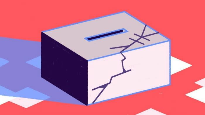 Illustration of a cracked ballot box