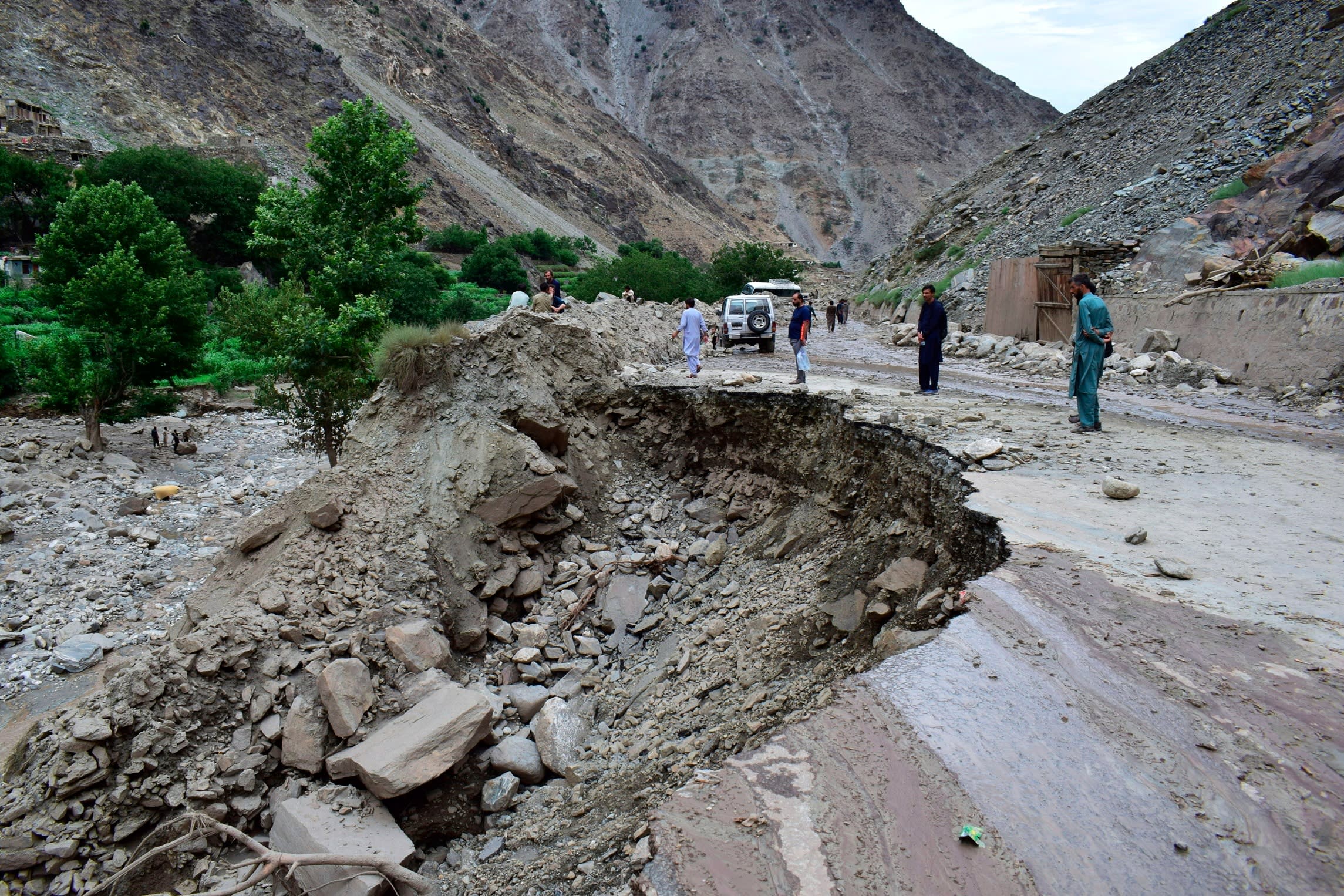Landslide and flash flooding wiped out a highway in Chilas, northern Pakistan