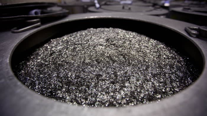 Rare earths at a factory in Tianjin, China. Manufacturers speak of resilience yet some keep only a week’s supply of rare earth magnets in their inventories