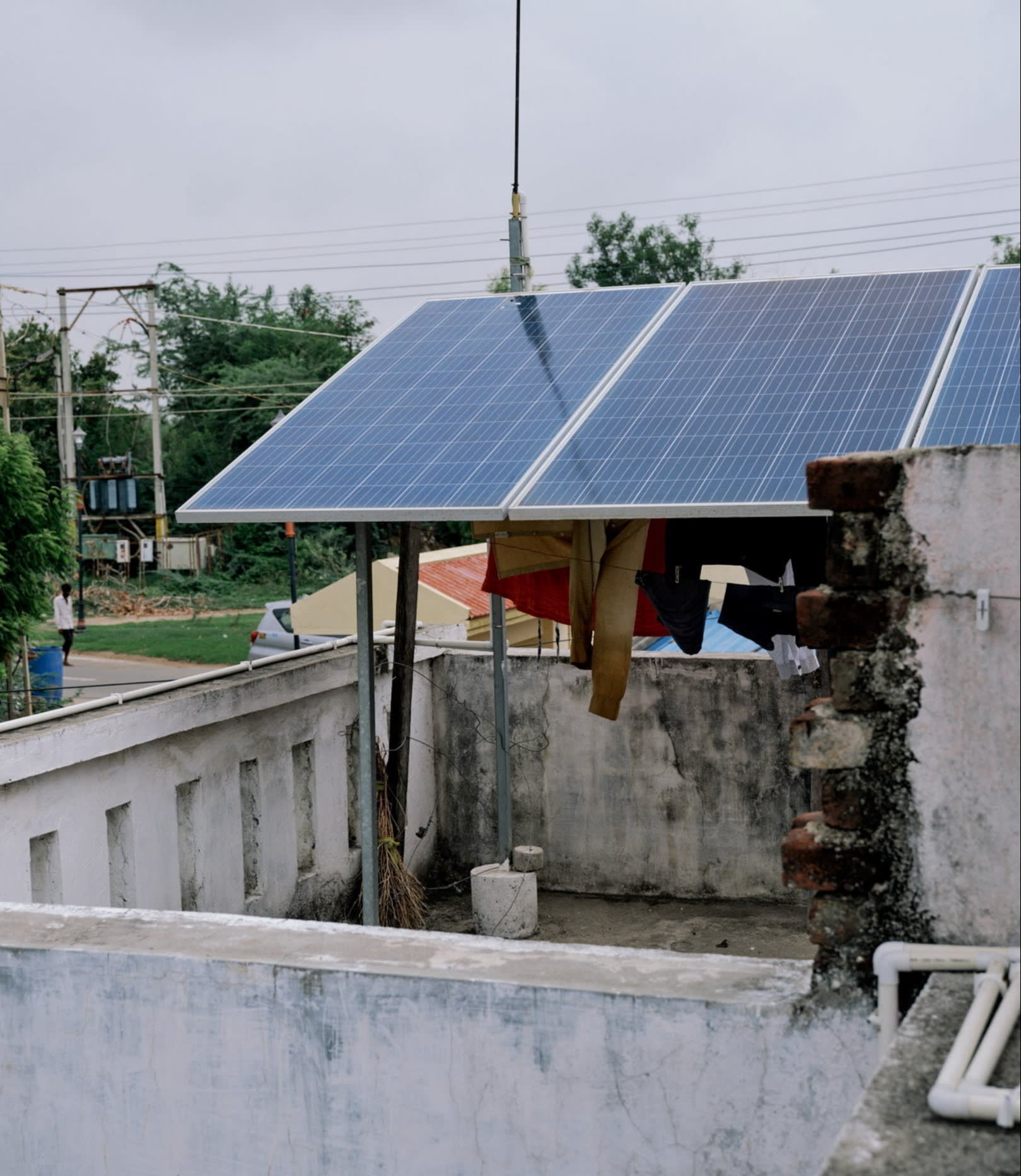 solar panels on a villager’s roof