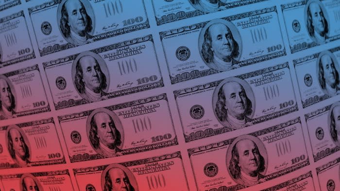 A montage of $100 bills