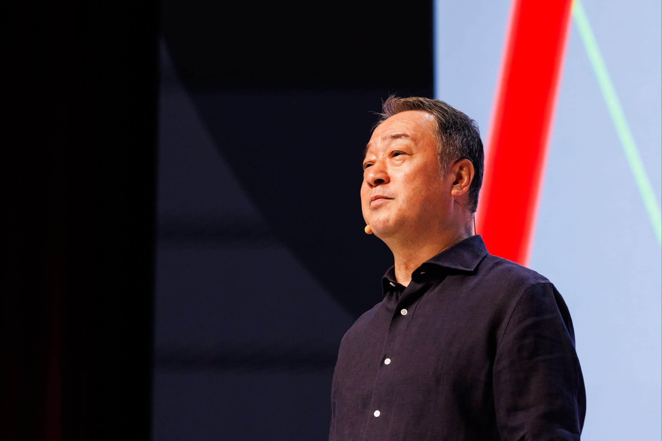 Hiroshi Igarashi speaks onstage during the “Innovating to Impact: 120 Years of Innovation” session at Cannes Lions 2024