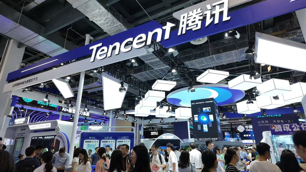 Tencent’s booth at World Artificial Intelligence Conference in Shanghai in July. Photo: Wency Chen