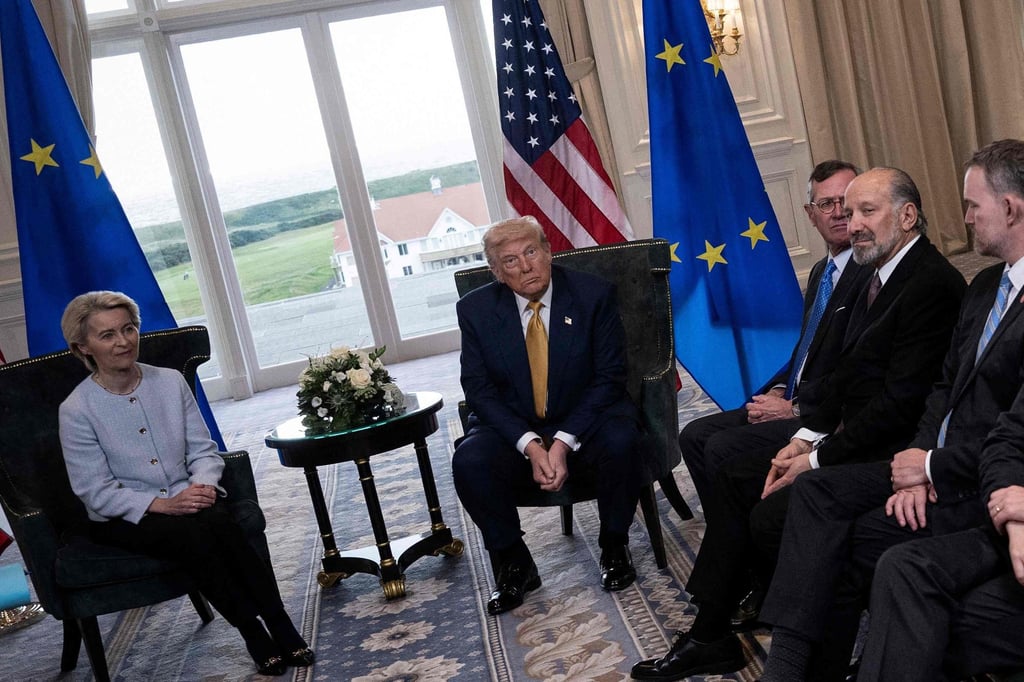 European Commission President Ursula von der Leyen meets US President Donald Trump at his golf resort in Turnberry, Scotland, on July 27. Photo: AFP