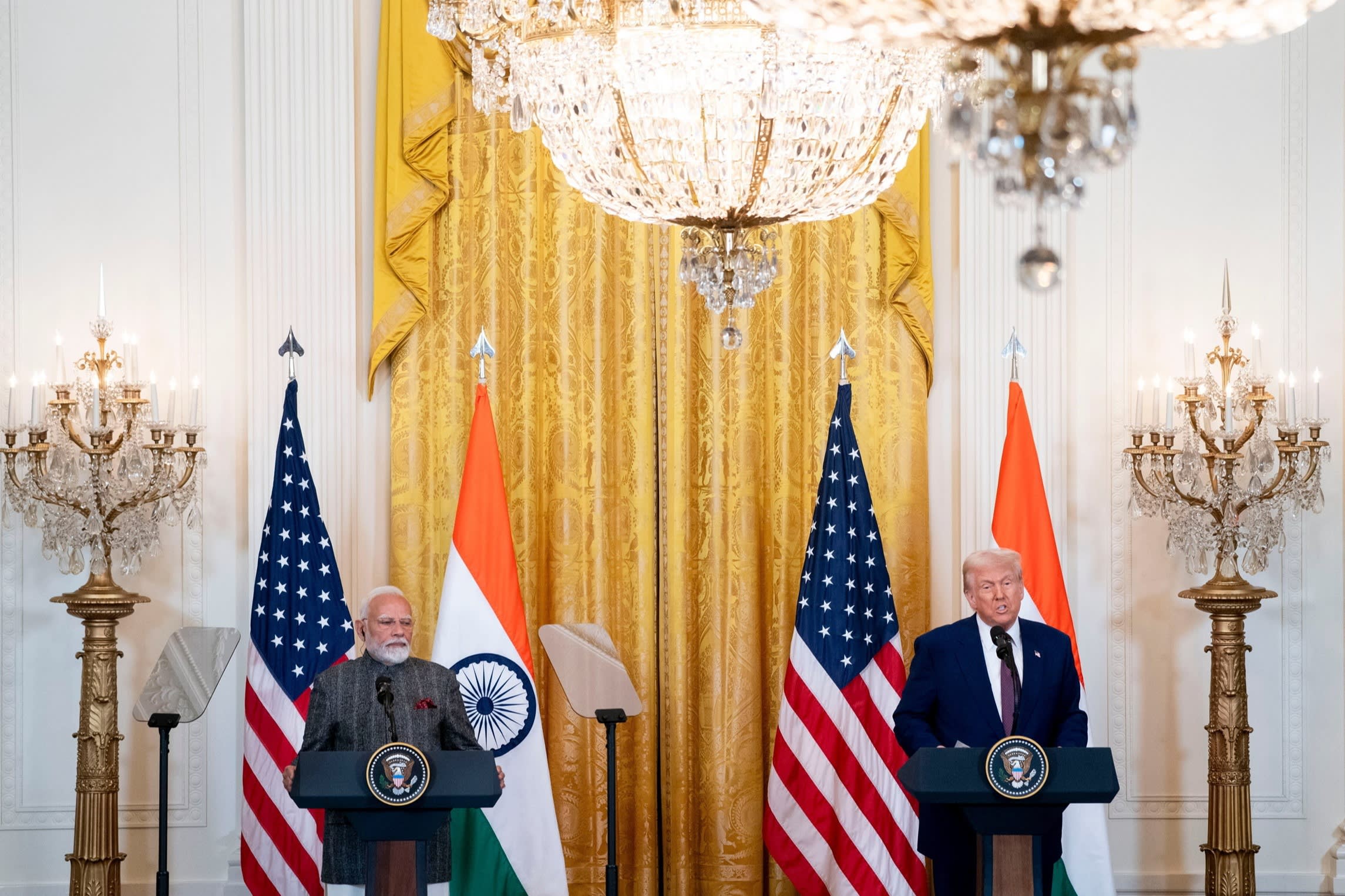US President Donald Trump and Indian Prime Minister Narendra Modi in the White House in Washington in February 
