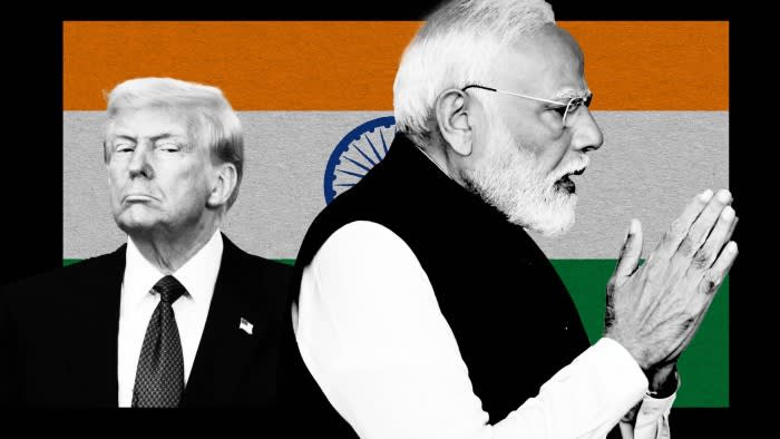 A montage showing Indian Prime Minister Narendra Modi and US President Donald Trump in front of an Indian flag