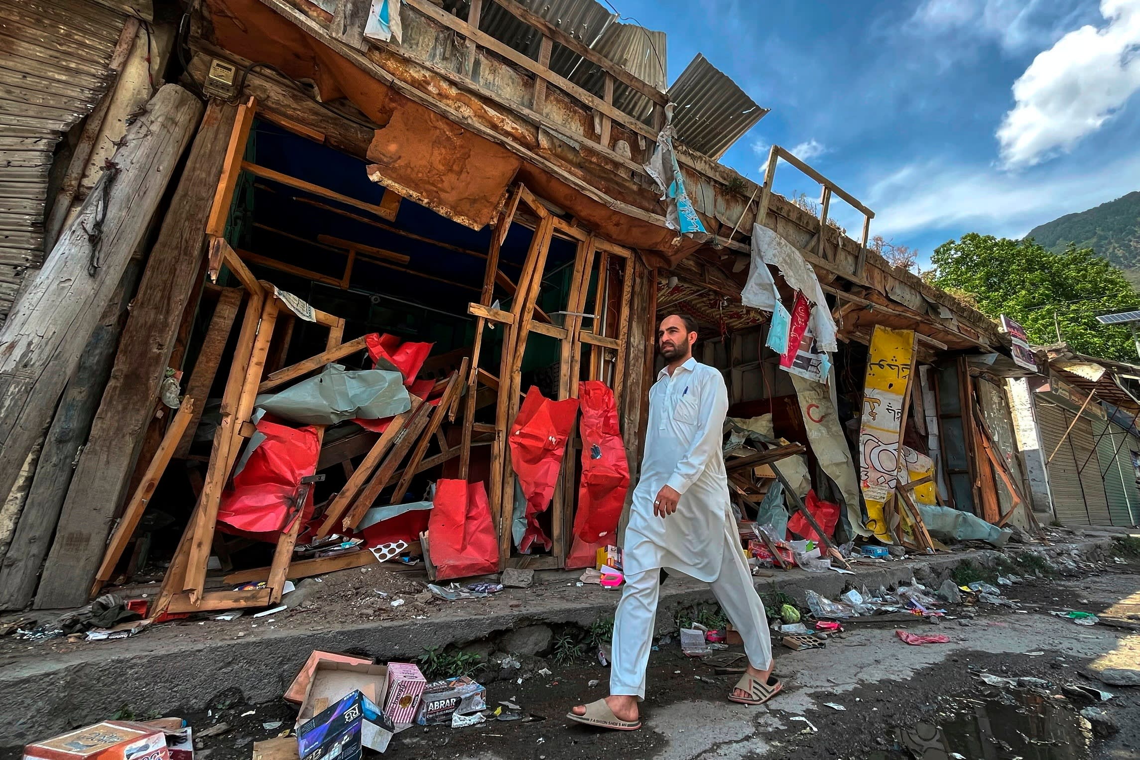 A bazaar in Pakistan damaged by Indian shelling during the May conflict
