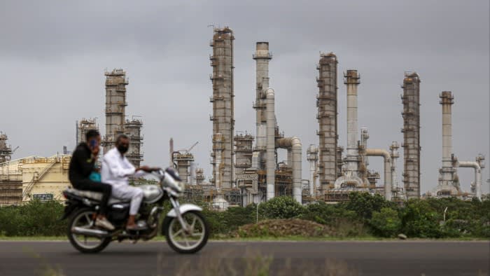 The Reliance Industries oil refinery in Jamnagar, Gujarat, India
