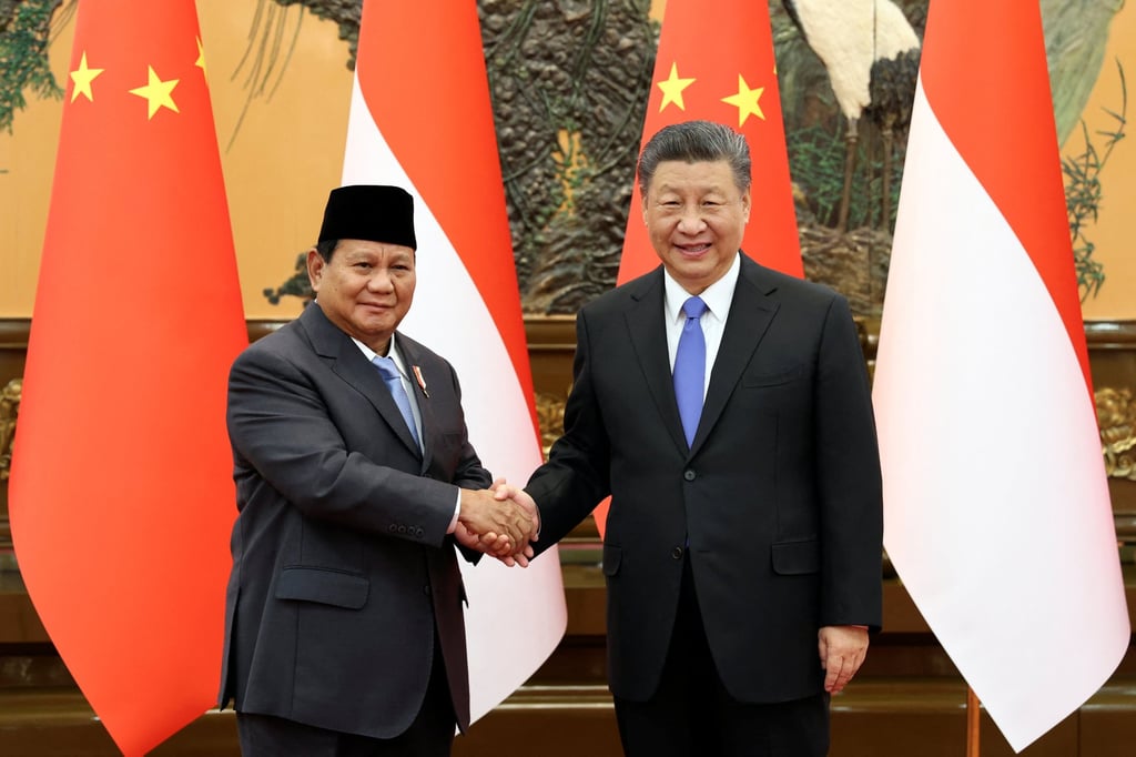 Indonesian President Prabowo Subianto (left), with Chinese leader Xi Jinping in April, is likely to travel to Beijing for next month’s event. Photo: via Reuters