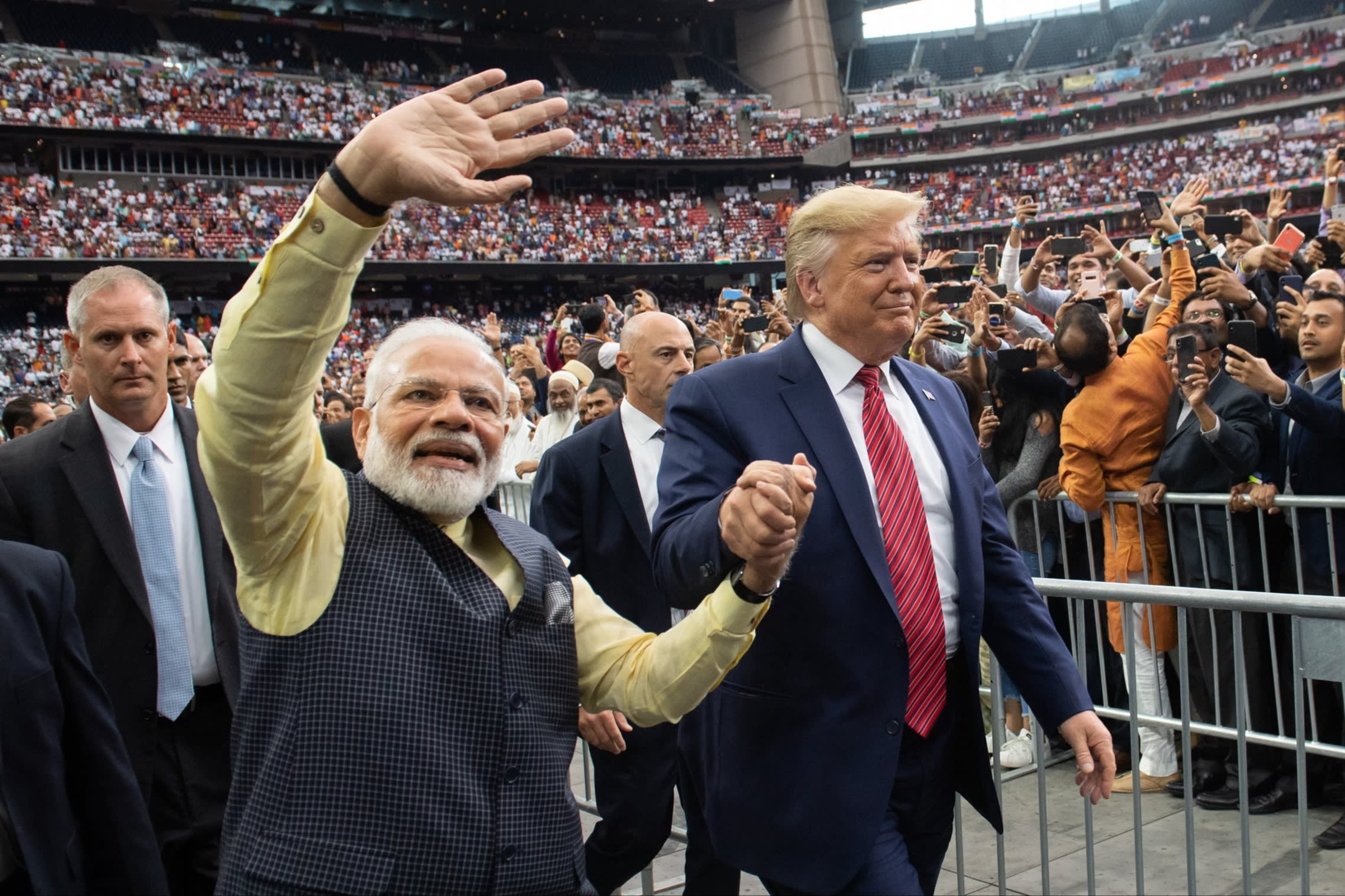 US President Donald Trump and Indian Prime Minister Narendra Modi at a ‘Howdy, Modi!’ event in Houston, Texas in 2019