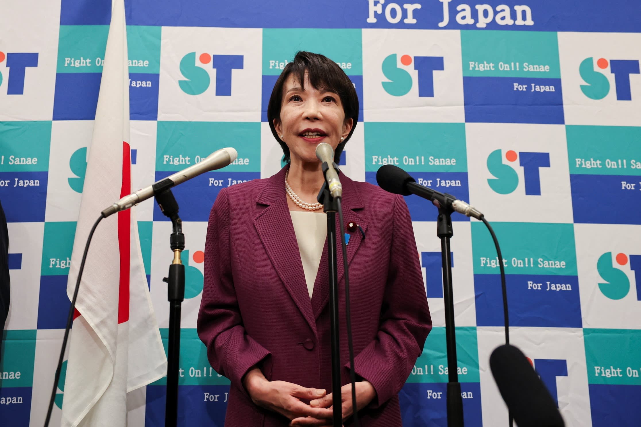 Sanae Takaichi, a veteran Japanese lawmaker, speaks to reporters in Tokyo last week