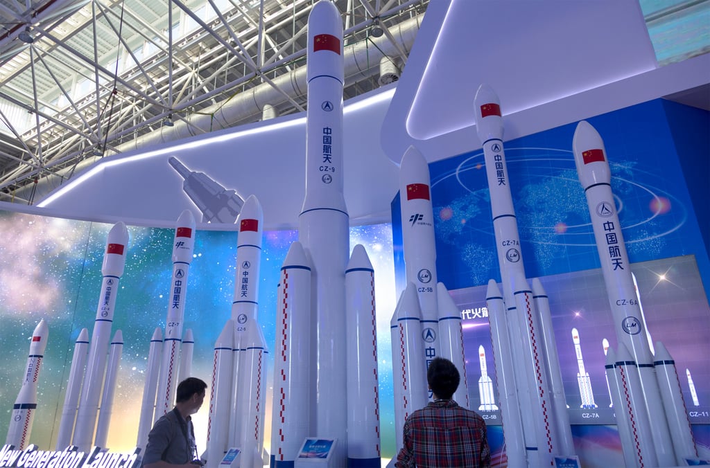 Mock-ups of the New Generation Launch Vehicles of the Long March family of rockets on display during the 12th China International Aviation and Aerospace Exhibition in Macau. Photo: Shutterstock