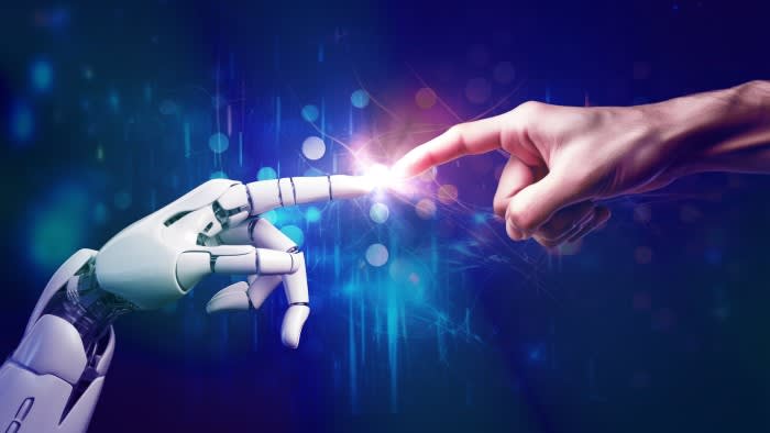 robot and human hands