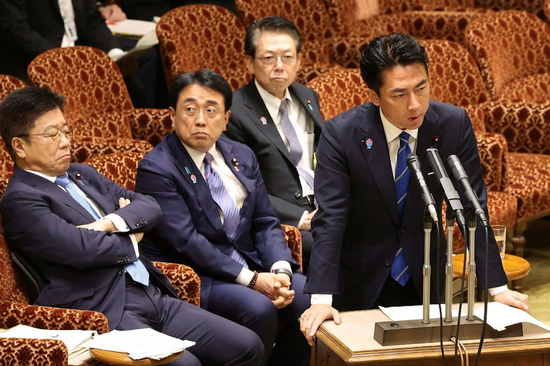 Shinjiro Koizumi answers questions in parliament this month