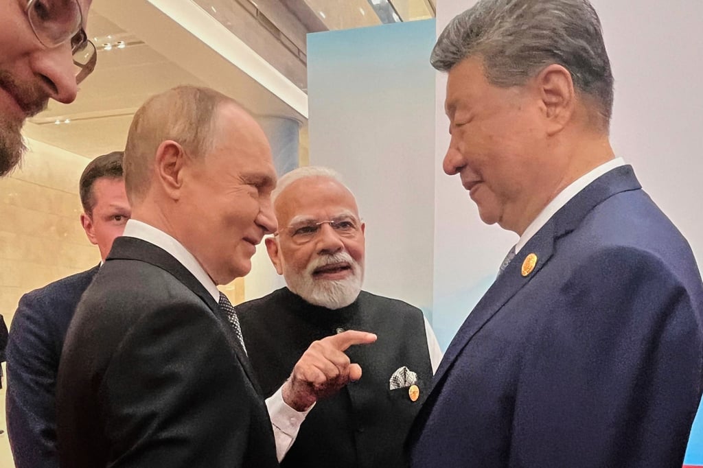 As his country faces steep US tariffs, Indian Prime Minister Narendra Modi used the SCO summit in Tianjin on Monday to deepen ties with the leaders of China and Russia. Photo: AP