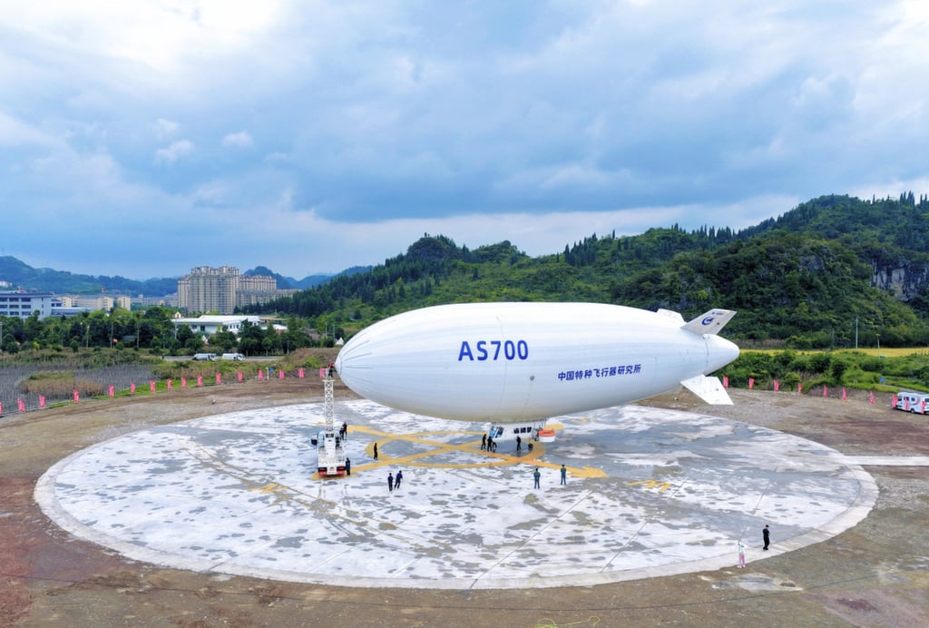 China’s Xiangyun AS700 crewed airship has completed a crucial flight. Photo: Weibo China’s Xiangyun AS700 crewed airship has completed a crucial flight. Photo: Weibo