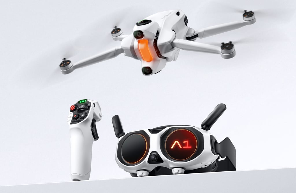 Antigravity, a drone brand under Insta360, recently introduced its initial product, which comes with goggles for users to explore their surroundings in real time with full 360-degree visibility. Photo: Handout