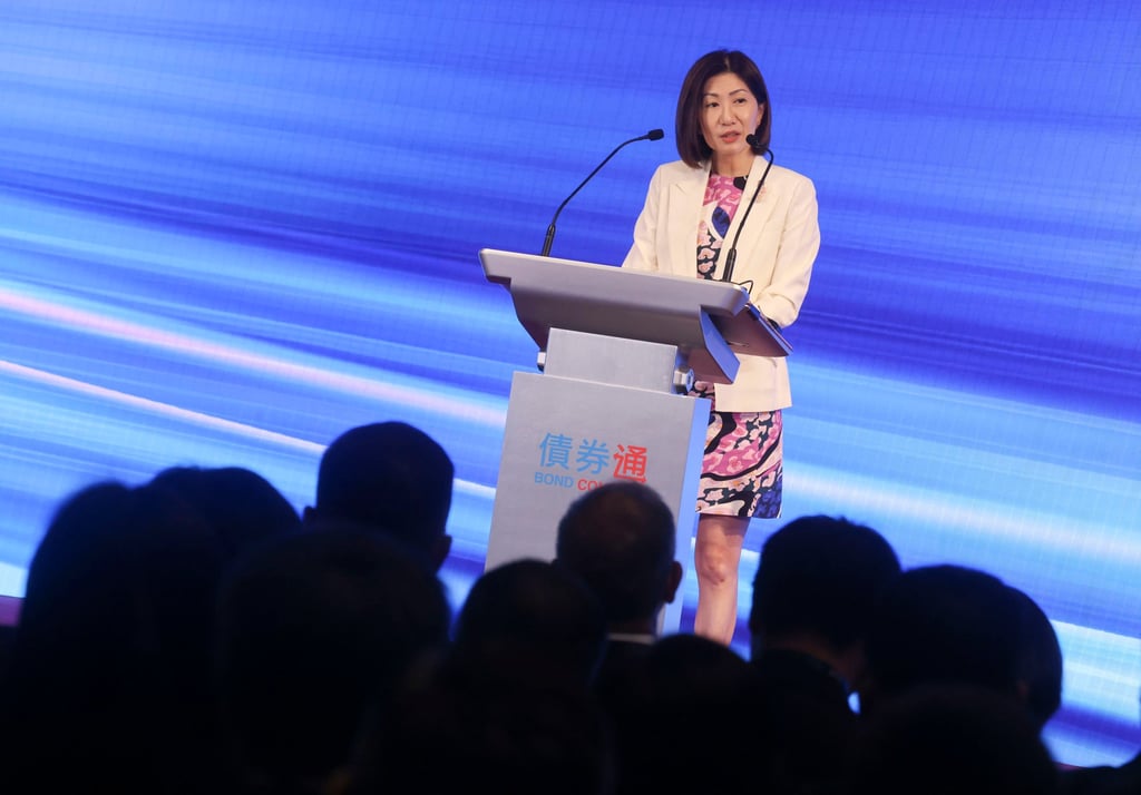 HKEX CEO Bonnie Chan told the Bund Summit in Shanghai on Thursday that half of the listing applicants were “new economy” companies engaged in sectors like electric vehicles, biotechnology and AI. Photo: Jonathan Wong HKEX CEO Bonnie Chan told the Bund Summit in Shanghai on Thursday that half of the listing applicants were “new economy” companies engaged in sectors like electric vehicles, biotechnology and AI. Photo: Jonathan Wong