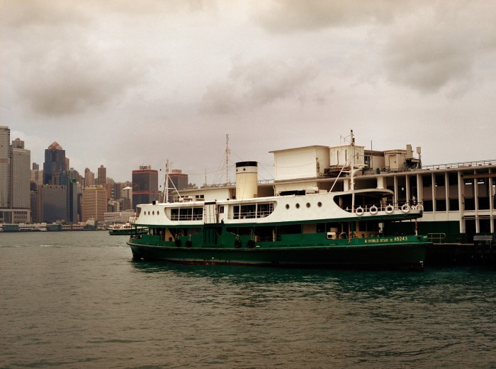A ferry docked in the harbour