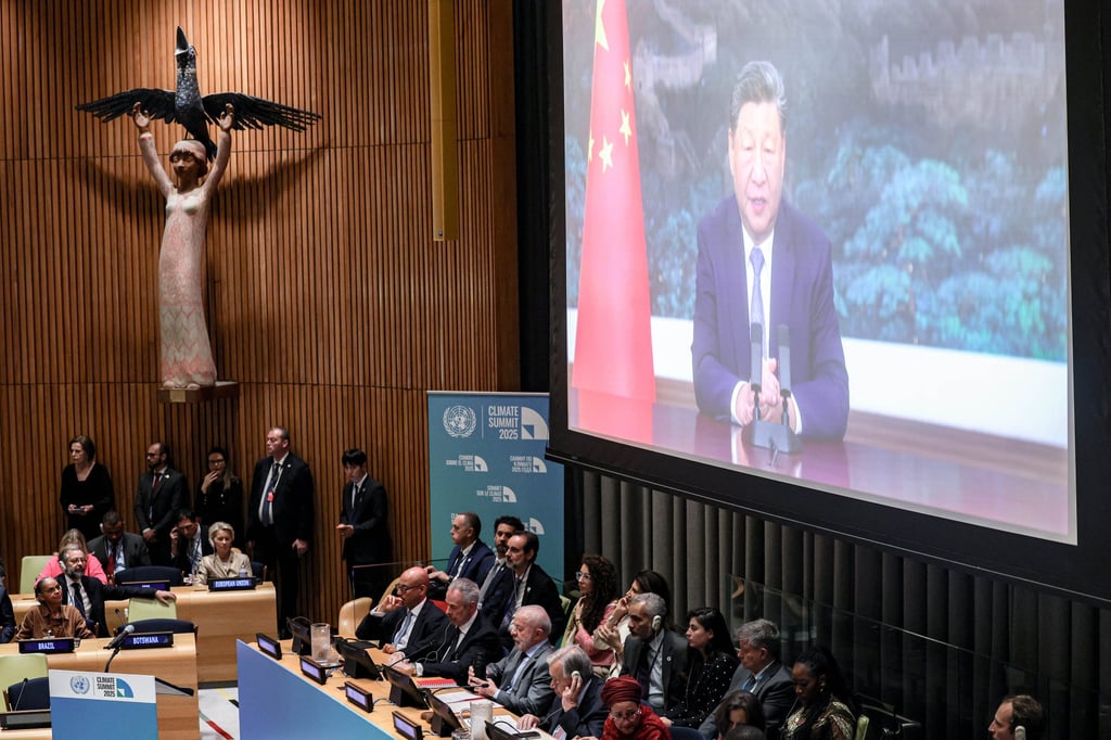 Chinese President Xi Jinping delivers a video speech to a climate meeting on the sidelines of the UN General Assembly, in New York on September 24. Photo: dpa Chinese President Xi Jinping delivers a video speech to a climate meeting on the sidelines of the UN General Assembly, in New York on September 24. Photo: dpa