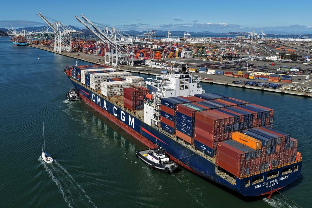 A container ship arrives at the Port of Oakland in California on October 10, 2025. US President Donald Trump is threatening to impose an additional tariff of 100 per cent on Chinese imports from November 1. Photo: Getty Images via AFP A container ship arrives at the Port of Oakland in California on October 10, 2025. US President Donald Trump is threatening to impose an additional tariff of 100 per cent on Chinese imports from November 1. Photo: Getty Images via AFP